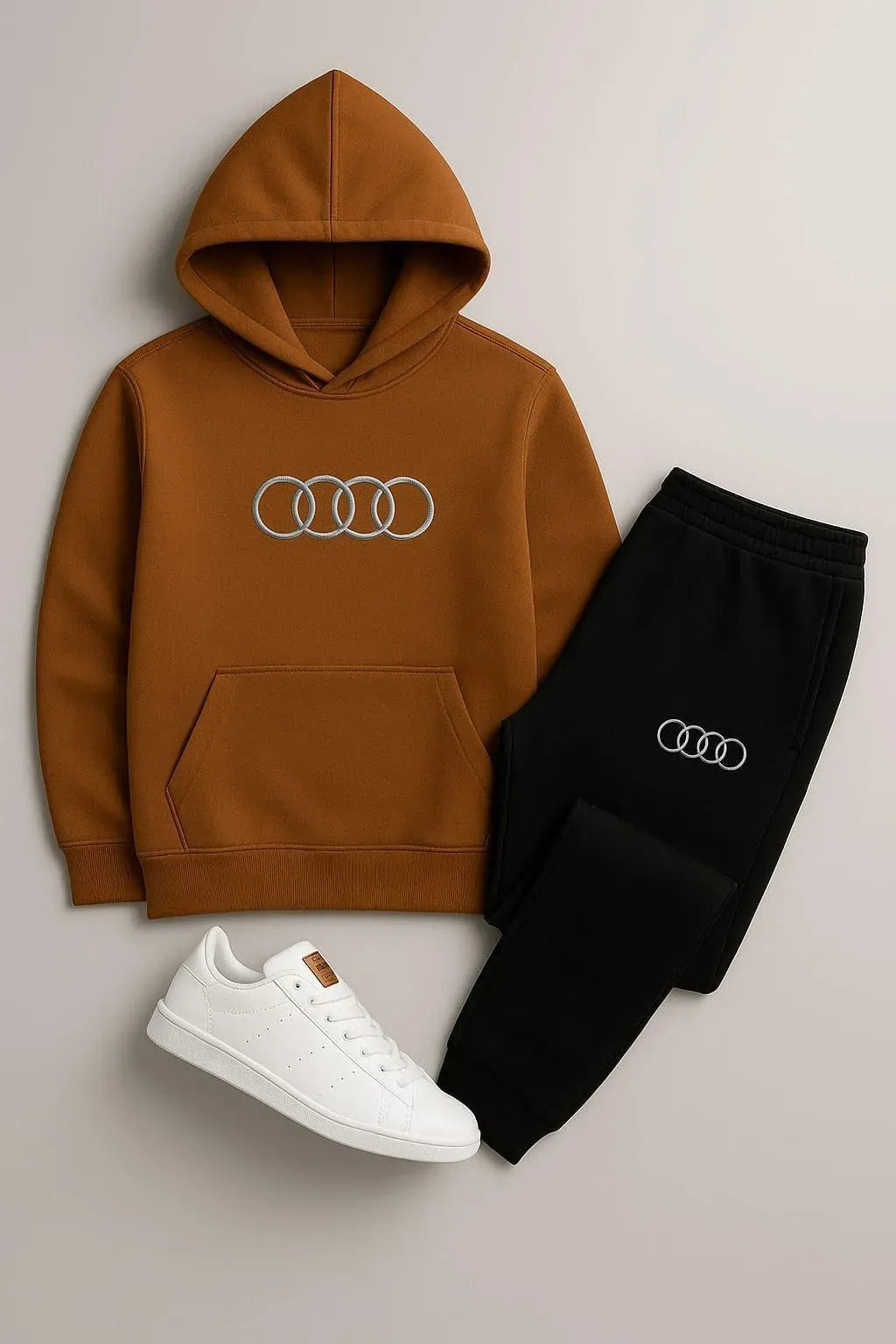 Contrast Copper Audi Printed Hooded Tracksuit for Men